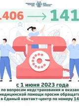 С 1 июня 2023 года по вопросам медстрахования и оказания медицинской помощи просим обращаться по номеру 1414